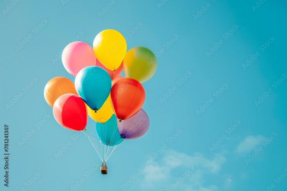 Helium Balloons Ascending Against a Sunny Sky Backdrop