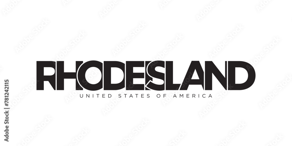 Rhode Island, USA typography slogan design. America logo with graphic city lettering for print and web.