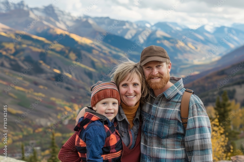 Family Portrait with Breathtaking Mountain View in the Background