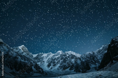 Glimmering Stars Over a Chilly Snow-Covered Mountain Range © Ilia Nesolenyi