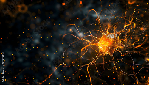 Distribution of neuronal synapses in the human brain, background with space for text photo
