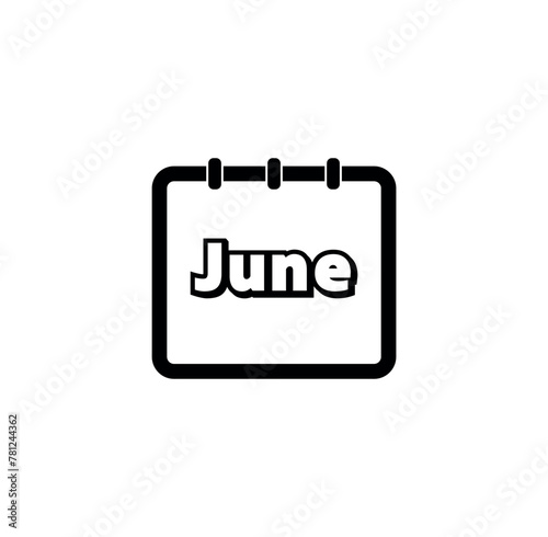 June calendar page icon. vector illustration planner for month of June in black outline