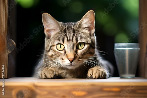 a close up of a cat laying down on a table
