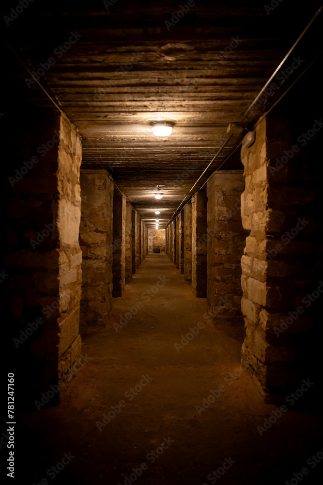 Dark hallway of former civil war bunker