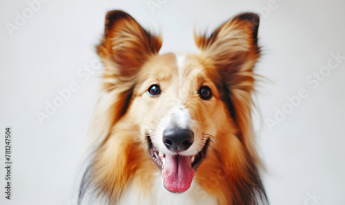 Happy Shetland Sheepdog with its Tongue Out and a Collar