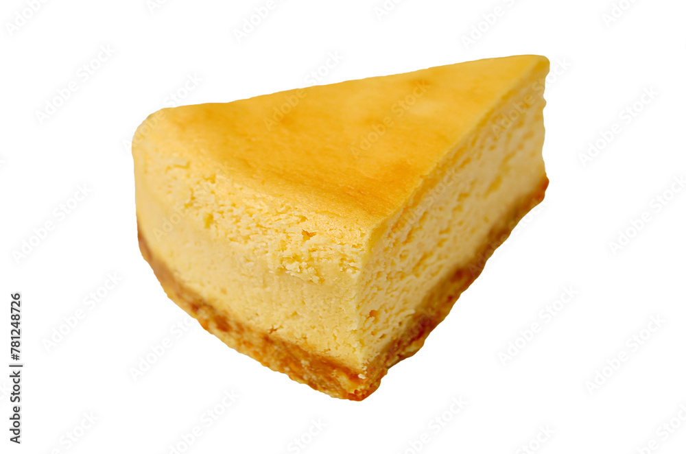 Slice of Mouthwatering Baked Cheesecake Isolated on Transparent Backdrop, PNG File
