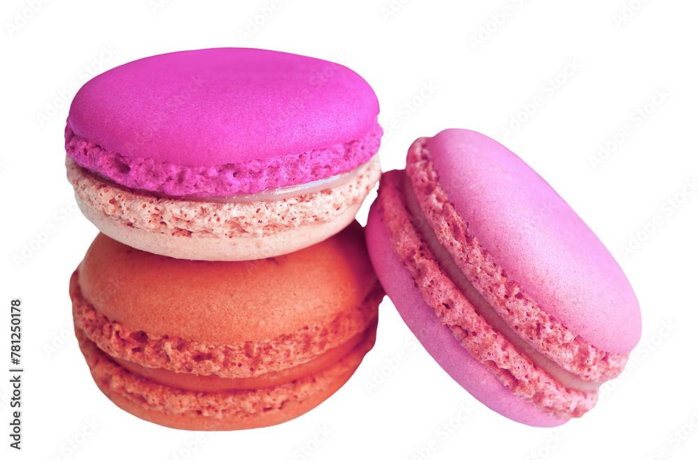 Stack of Beautiful Colored Macaron Pastries isolated on transparent backdrop, PNG file Stack of Beautiful Colored Macaron Pastries isolated on transparent backdrop, PNG file
