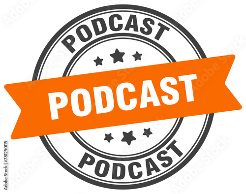 podcast stamp. podcast label on transparent background. round sign