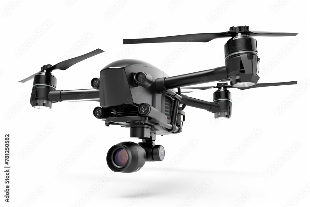 Wireless drone with remote control on a white background. AI generated. Wireless drone with remote control on a white background. AI generated.
