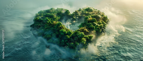 Mystical Jungle Landscape Shrouded in Fog, Revealing Natures Intricate Layers and the Ethereal Beauty of the Wilderness
