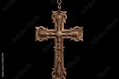 Wallpaper Mural Christian religious wooden cross on black background. Christian religious crucifix on black background. Topics related to the Christian religion. Topics related to death. Object of worship and belief. Torontodigital.ca