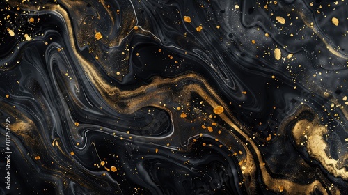 A luxurious black marble background with golden ink swirls, a visual masterpiece that speaks of opulence and modern sophistication