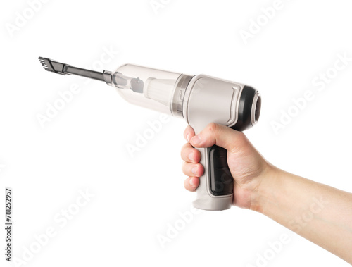 a hand-held vacuum cleaner. Small portable vacuum cleaner, isolated on white background