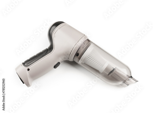 a hand-held vacuum cleaner. Small portable vacuum cleaner, isolated on white background