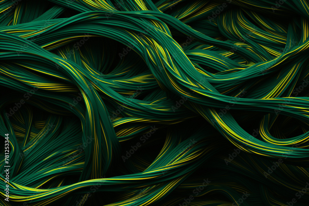 A green and yellow background with wavy lines, Generative AI