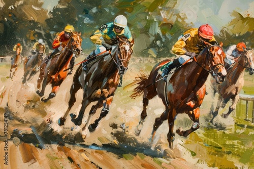 derby event, Horse racing, jockey riding a horse on the track illustration