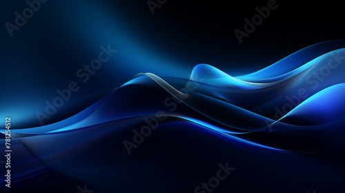 A blue wave on a black background, Generative AI