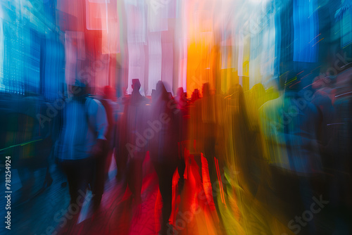 Multi exposure image of pride parade people. LGBTQ pride.