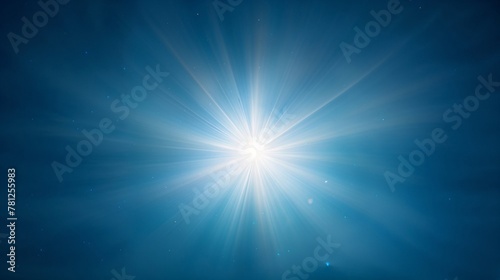 The radiant sun bursts forth in a display of glorious light, piercing the serene blue canopy above. Rays of light spread out in all directions, creating a stunning spectacle of natures power