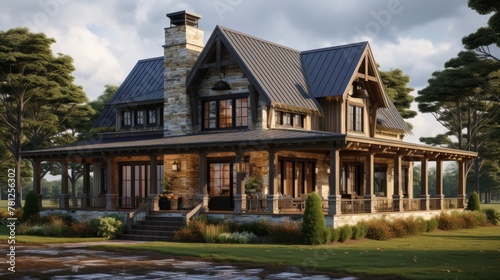 Contemporary farmhouse front porch showcasing modern exterior architecture design
