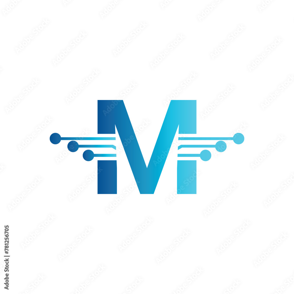 M letter tech logo, initial M for technology symbol M letter tech logo, initial M for technology symbol