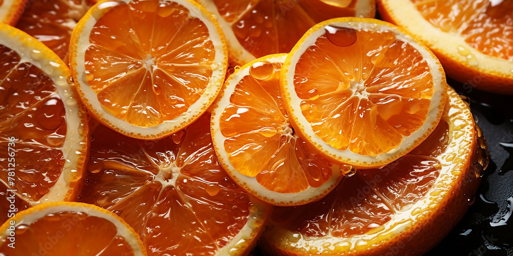 wide macro closeup fruit photography background image of fresh sweet orange slices with water drops on it wide macro closeup fruit photography background image of fresh sweet orange slices with water drops on it