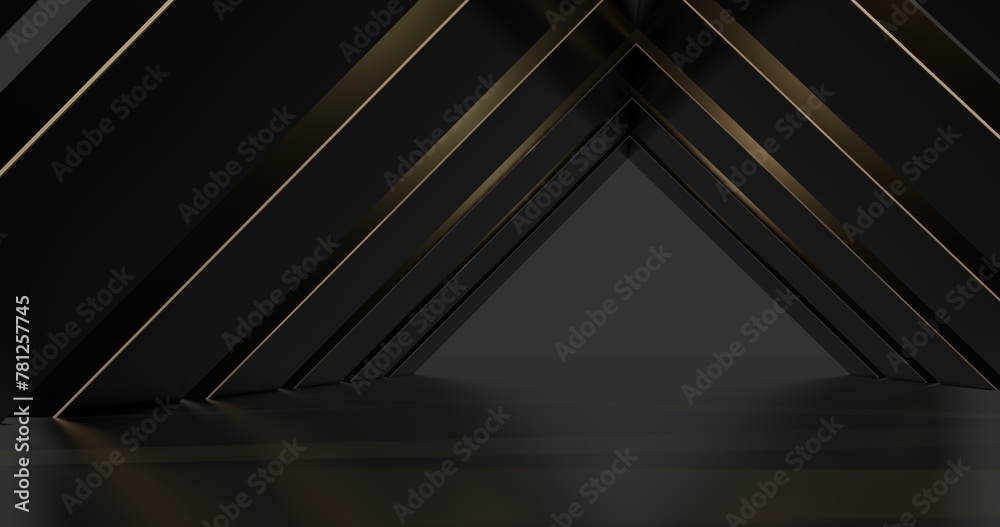 Obraz premium Futuristic architecture background empty geometric interior with glowing lamps in dark tunnel 3d render