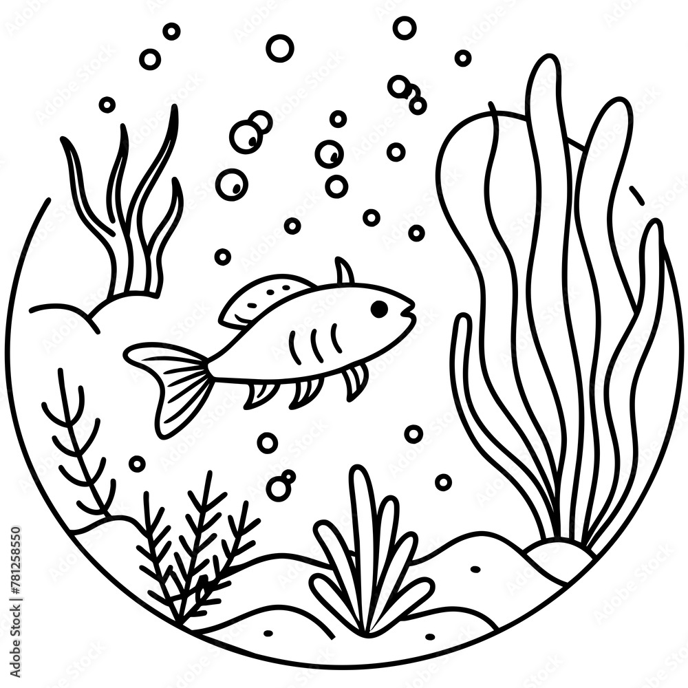 Fototapeta premium whimsical underwater world vector illustration. 