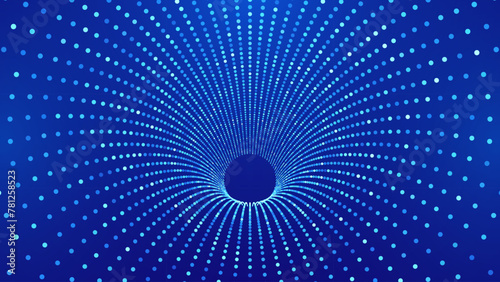 Blue Digital Tunnel or Wormhole. Wireframe Abstract Mesh with Hole. 3D Tunnel Grid Mesh. Blue Hi Tech Texture. Technology or Science Vector Illustation.