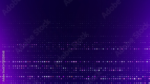 Abstract Digital Technology Futuristic Background. Square Pixels Pattern with Lighting Glowing Particles Square Elements. Technology or Science Research Presentation Backdrop. Vector Illustration.