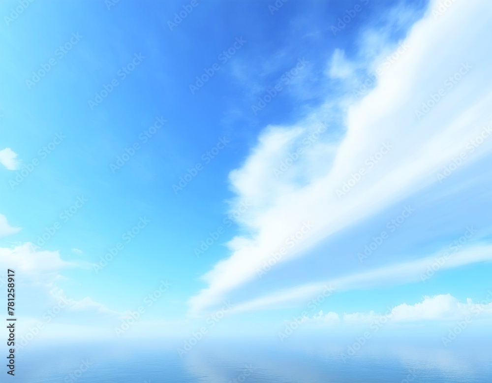 Obraz premium 爽やかな青空と雲。流れ雲。海。AI生成画像。