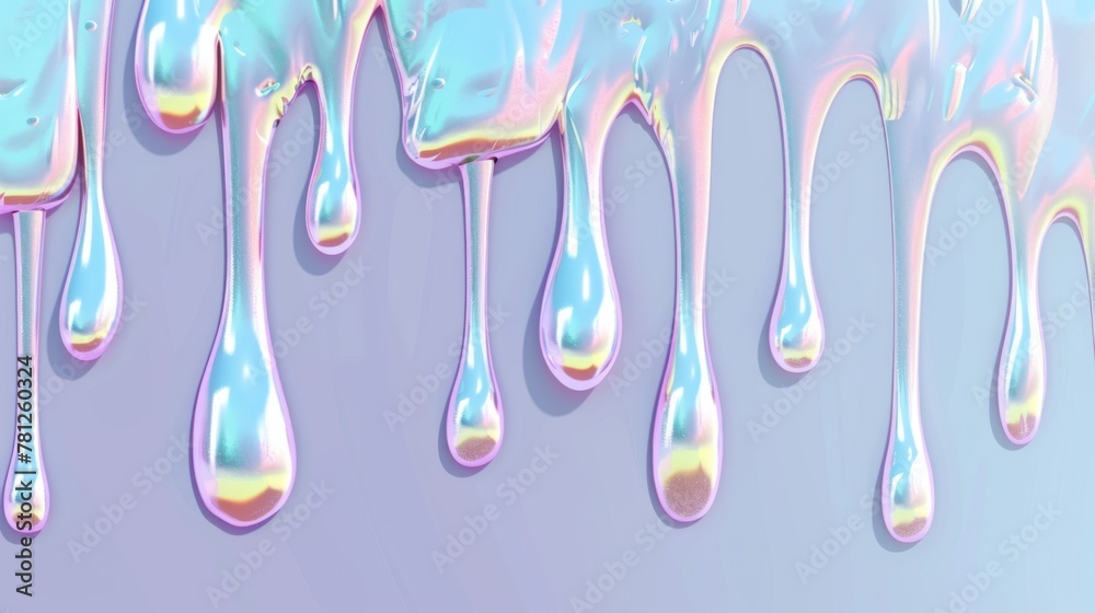 A soothing blue background with pastel holographic drips creating a calm yet playful scene perfect for creative designs. A soothing blue background with pastel holographic drips creating a calm yet playful scene perfect for creative designs.