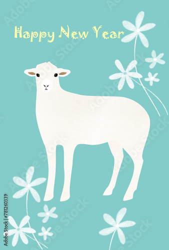 白い子羊 未年 年賀状デザイン © Mizuirokotori 水色ことり