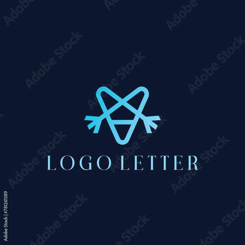 Letter V logo design in a moden geometric style. V icon initials based Monogram and Letters in vector on black background photo