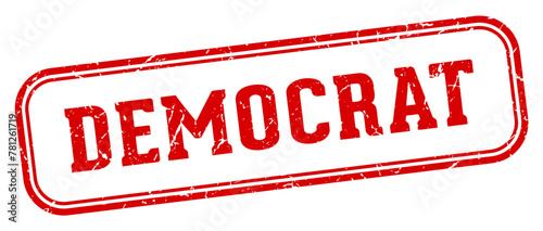 democrat stamp. democrat rectangular stamp on white background