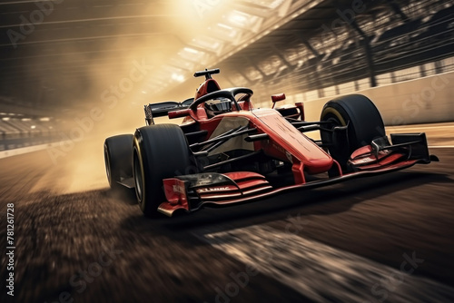 Red Race Car Speeding on Track. Generative AI