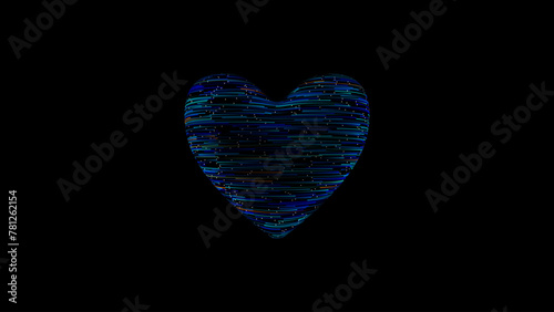 3D Digital Heart Object Made of Light Particles with Trails. Cardiology Concept Banner. Wireframe Low Poly Style Heart Sign. World Heart Day. Modern Technology 3D Vector Illustration.