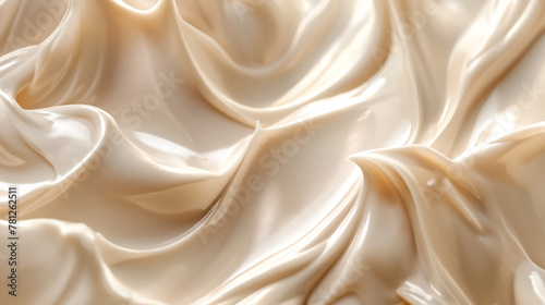 Close-up of a creamy cosmetic texture, smooth and glossy, with soft undertones photo