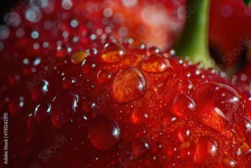 Macro photography unveils the vibrant allure of a cherry