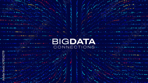 Digital Data Flow Lines Vector Background. Big Data Technology Lines. Wireless Data Transmission Concept. High Speed Light Trails. Information Flow in Virtual Reality Cyberspace. Vector Illustration.