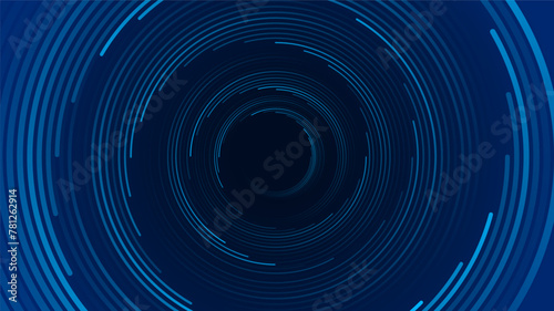 Abstract Bright Creative Spiral Background. Hyper Jump. Speed Radial Lines. Light Twisted Lines in Motion. Blue Swirls Vortex. Vector Illustration.