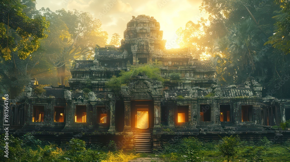 Fototapeta premium The ancient temples of Angkor Wat were built out of Cambodian forests. It is a testament to the greatness of the Khmer Empire and is a world heritage site.