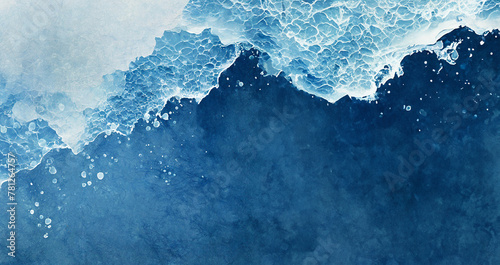 青い海と白い波飛沫のコピースペース背景