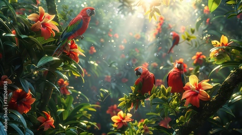 Macaw bird in the lush forests of Costa Rica is a biodiversity paradise. Filled with various wild animals.