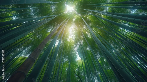 Serene beauty of Kyoto's bamboo forest captivates the soul. With a whispering stem that sways in the gentle breeze. photo