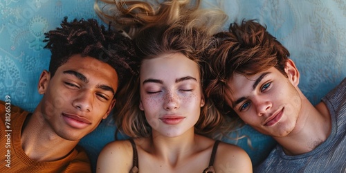 Polyamorous relationship involving three individuals, where love and connection are shared openly and with consent. One woman and two men.
