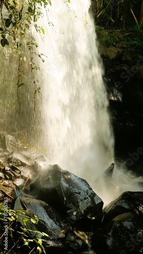 Coban Lanang, beatiful small waterfall in Malang East Java Indonesia, natural landscape for healing, seamless video loop photo
