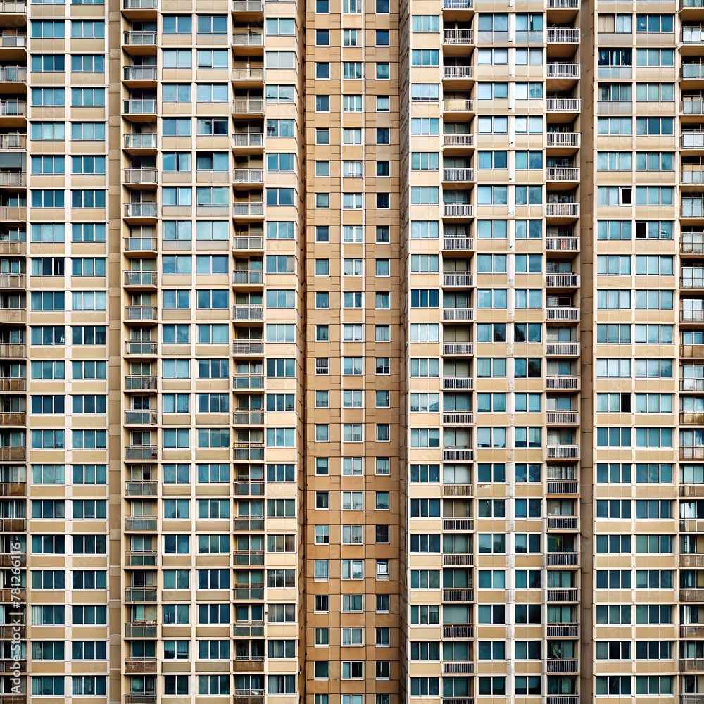 seamless texture of a residential high rise building with windows and balcony's