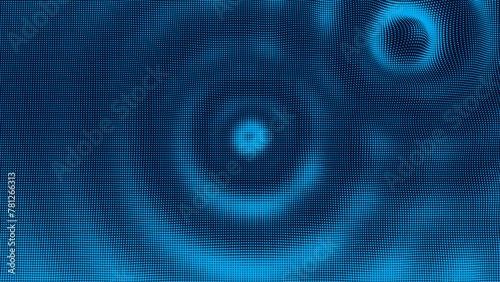 Colorful Blue Sound Wave Ripple Digital Equalizer Design. Big Data Audio Visualization. Digital Water Drop Waves Concept. Vector Illustration. Audio Track Particles Ripple Wave Effect.