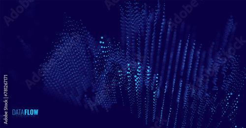 Cyber Big Data Flow. Digital Network. Concept of AI Technology. Digital Communication. Science Technology Presentation Background. Vector Illustration.